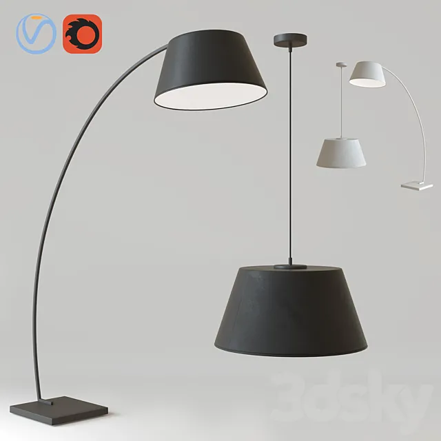 Chandelier and floor lamp AZZARDO Olav 3DModel