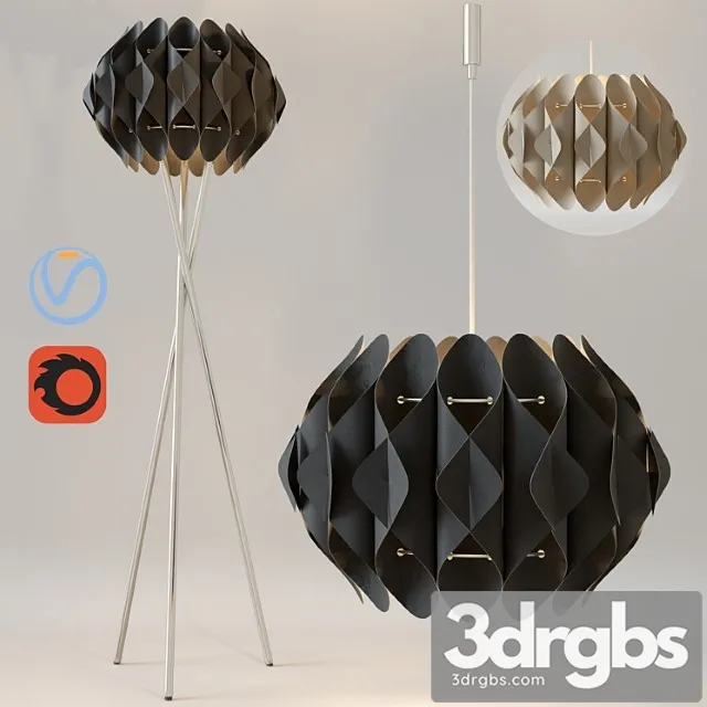 Chandelier and floor lamp azzardo ruben 3D Model Free