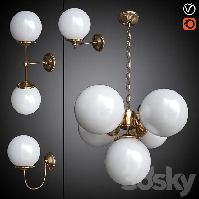 Chandelier and sconce set MULLAN 3D Model