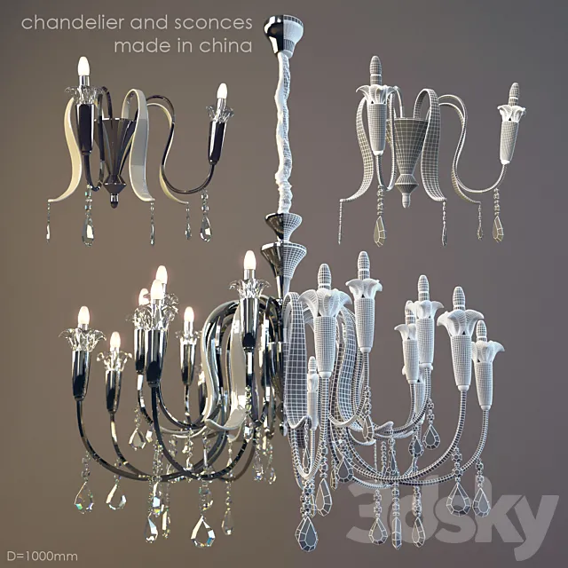 Chandelier and sconces. made in China. 3DModel