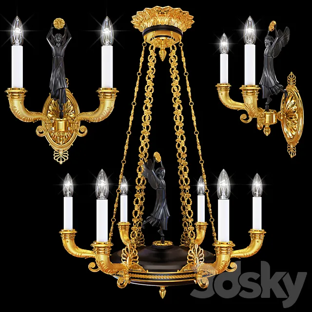 Chandelier Arizzi CL48 _ 6 + sconce Arizzi CL48 _ 2 _ AP 3DModel