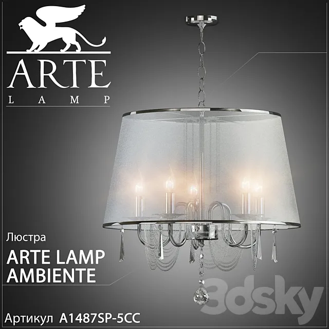 Chandelier Arte lamp Ambiente A1487SP-5CC 3D Model