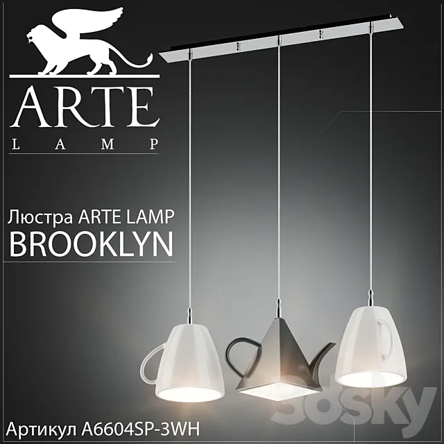 Chandelier Arte Lamp Brooklyn A6604SP-3WH 3DModel