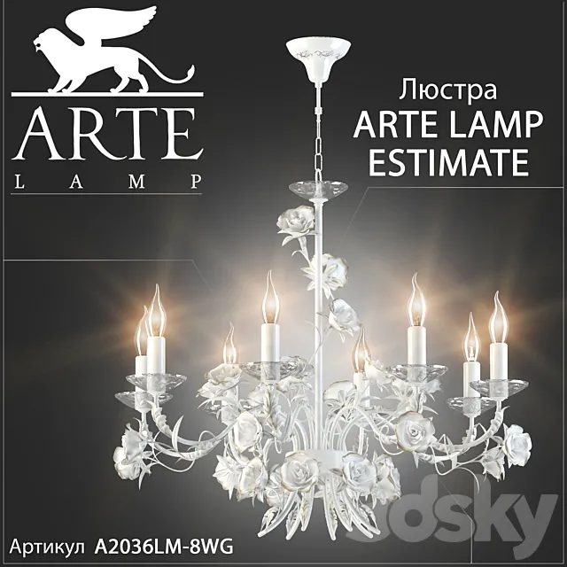 Chandelier Arte lamp Estimate A2036LM-8WG 3D Model