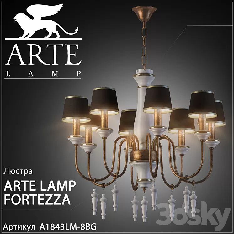 Chandelier Arte lamp Fortezza A1843LM-8BG 3D Model