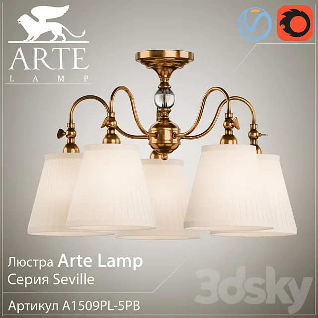 Chandelier Arte Lamp Seville A1509PL-5PB 3DModel