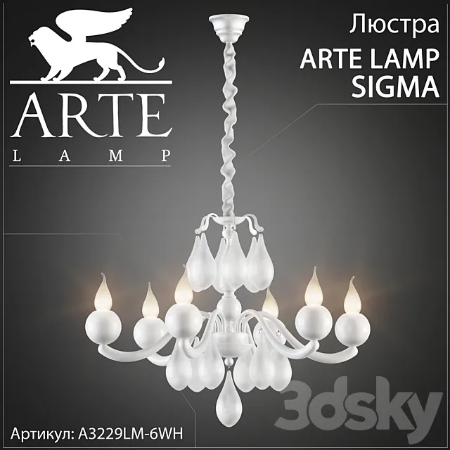 Chandelier Arte Lamp Sigma A3229LM-6WH 3D Model