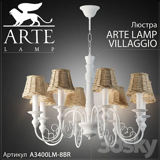 Chandelier Arte Lamp Villaggio A3400LM-8BR 3DModel