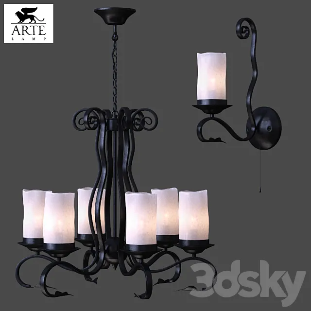 Chandelier ArteLamp Scroll A7915LM-6BK 3DModel
