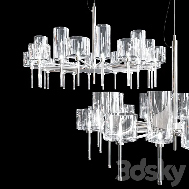Chandelier AXO Light Spillray SP lamps 20 glass smoke 3DModel