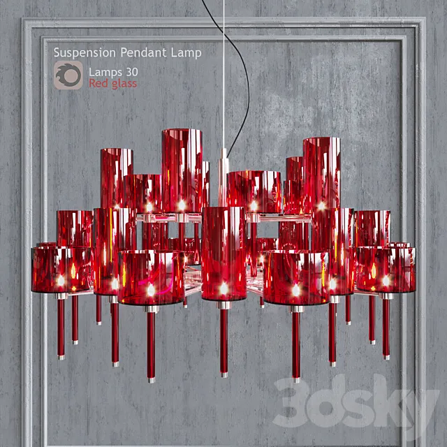 Chandelier AXO Light Spillray SP lamps 30 red glass 3D Model