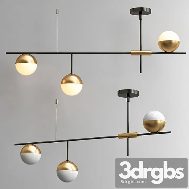 Chandelier balls white & brass 3 3D Model Free