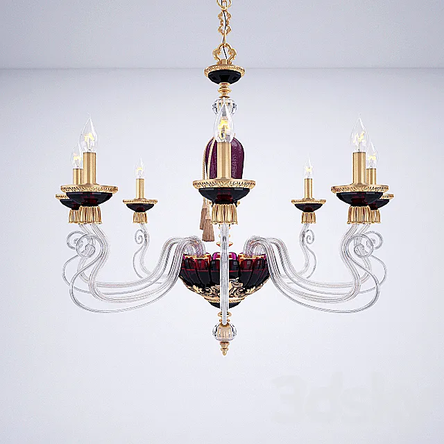 Chandelier BAROCCO L8 Violet - Gold 3D Model