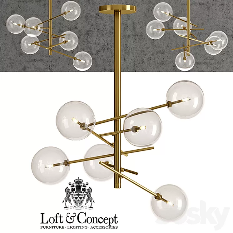 Chandelier Bolle hanging lamp Gallotti & radice 3D Model
