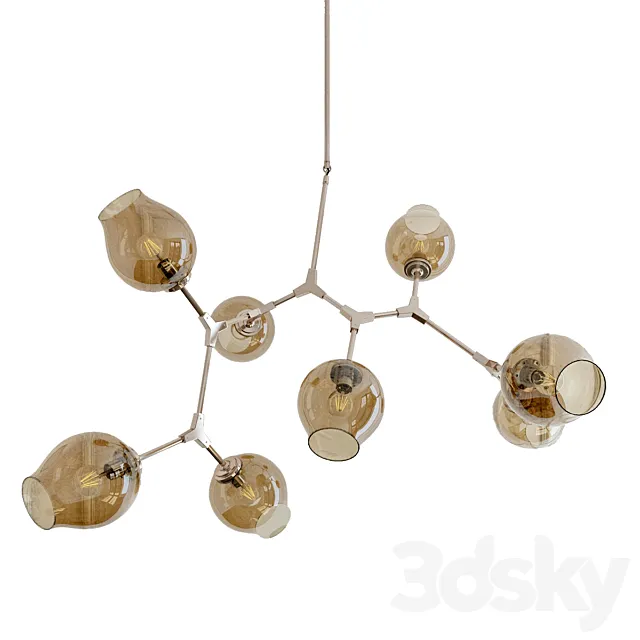 Chandelier Branching Bubble Chandelier 8 Smoke 3D Model