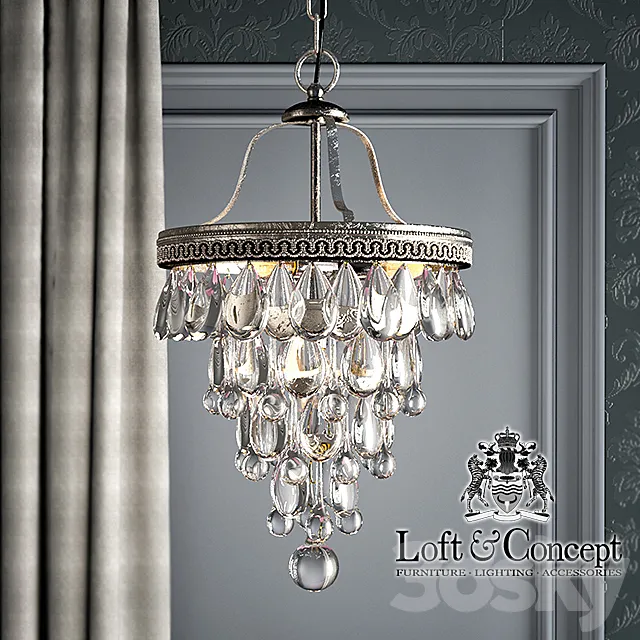 Chandelier Clarissa Glass Drop Pendant 25 3DModel