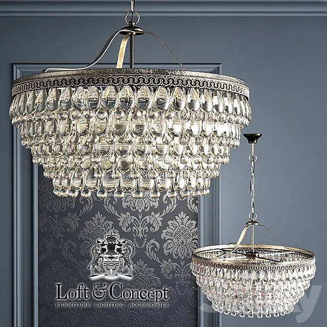Chandelier Clarissa Glass Drop Petite Round Chandelier 3DModel