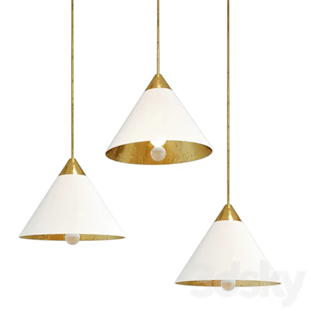 Chandelier cleo pendant brass & white designed by kelly wearstle 3D Model