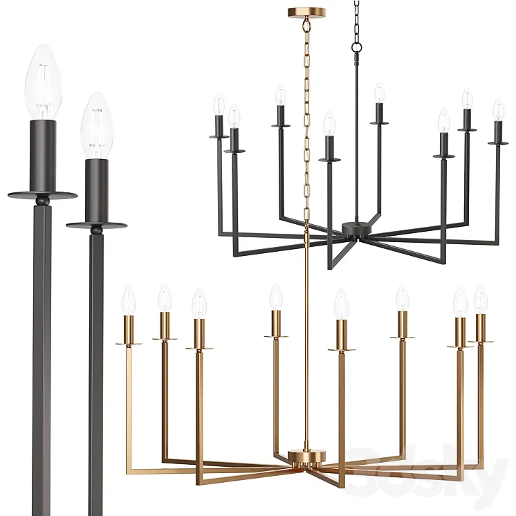 Chandelier Cohen – Brass & Black 3D Model Free