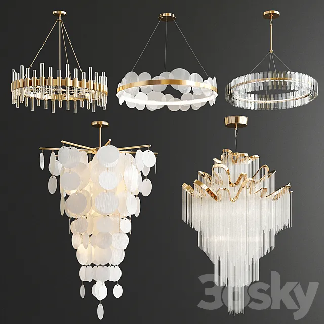 Chandelier Collection – 5 type 3D Model