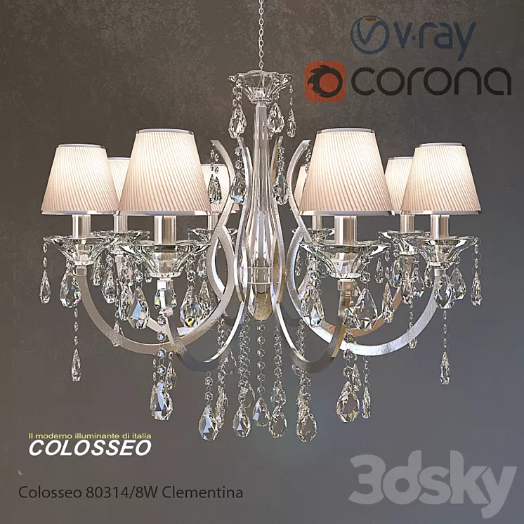 Chandelier Colosseo80314-8W Clementina Chrome 3D Model