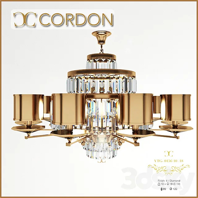 Chandelier Cordon VTG-0156_10 + 18 3DModel