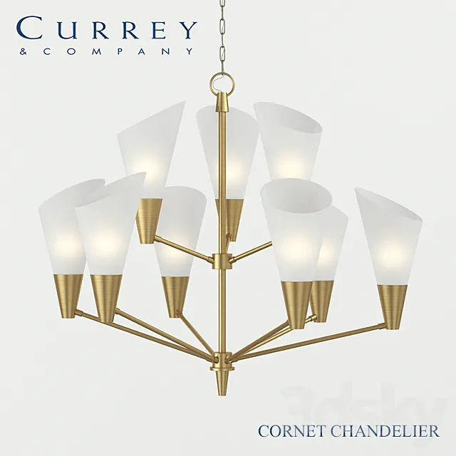 Chandelier Currey & Company Cornet Chandelier 3DModel