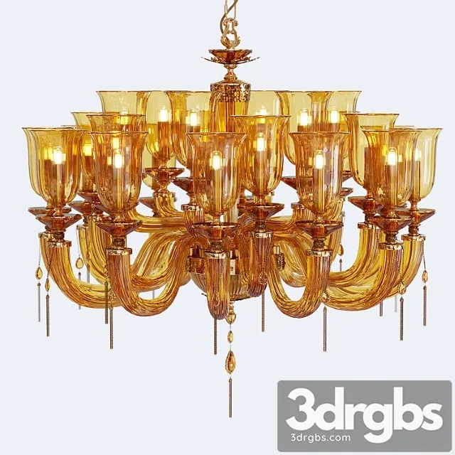 Chandelier euroluce julienne amber l12 + 6 + 6 glass 3D Model Free