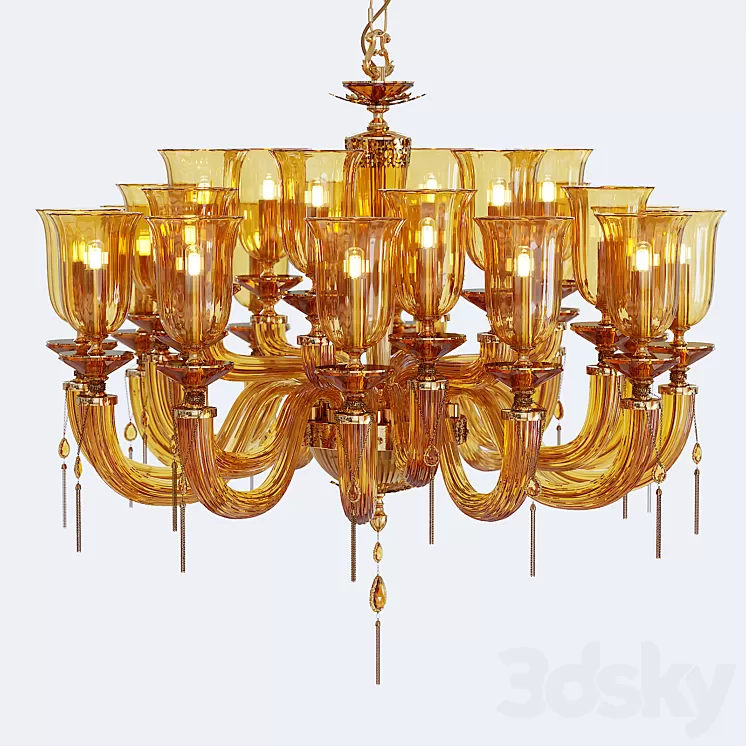 Chandelier Euroluce Julienne Amber L12 + 6 + 6 Glass 3D Model