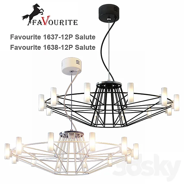 Chandelier Favorite 1638-12P Salute and Favorite 1637-12P Salute 3D Model