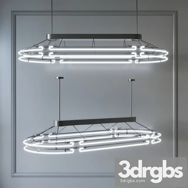 Chandelier from neon 2 3D Model Free