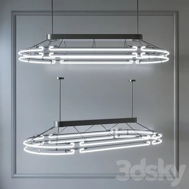 Chandelier from neon 2 3D Model