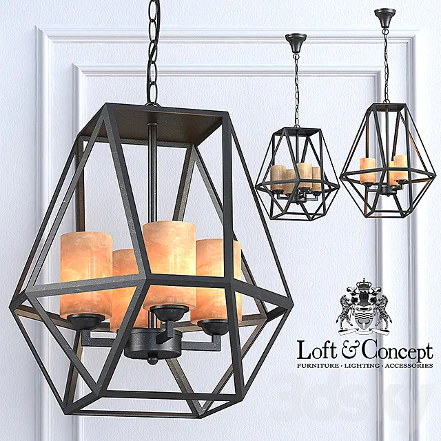 Chandelier Gem Hanging Light Fixture marble 3DModel