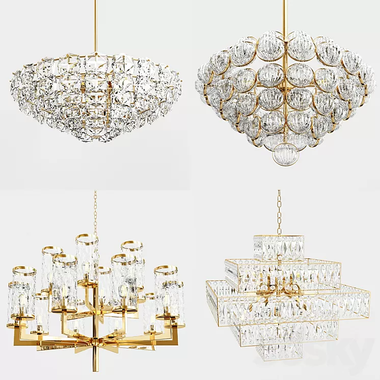 Chandelier gold and glass collection