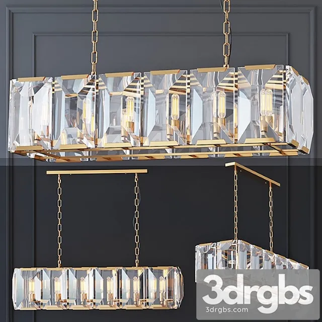 Chandelier harlow crystal square gold 3D Model Free