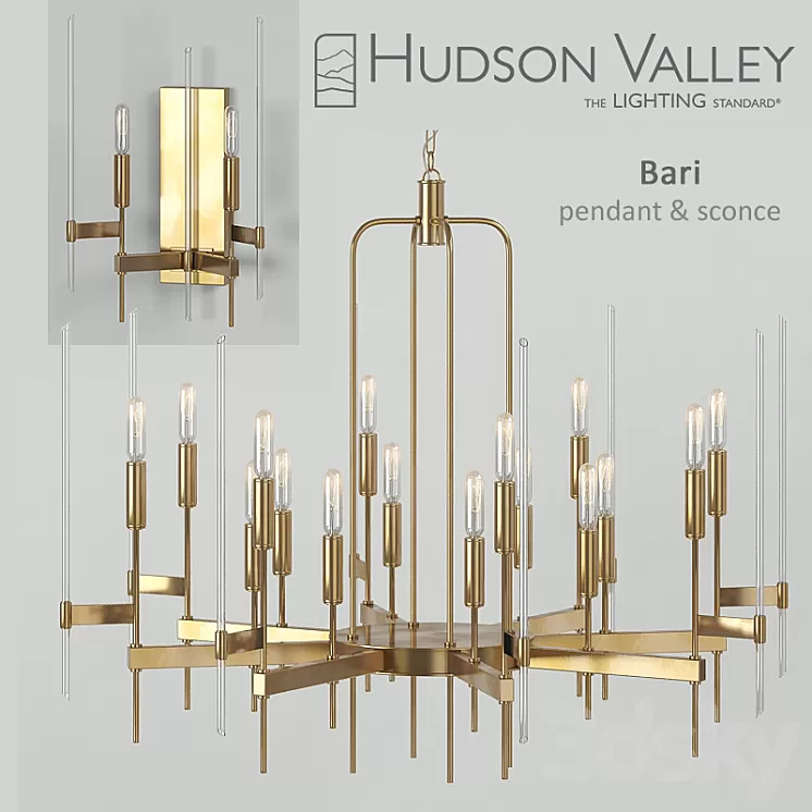Chandelier Hudson Valley Bari pendant & sconce 3D Model