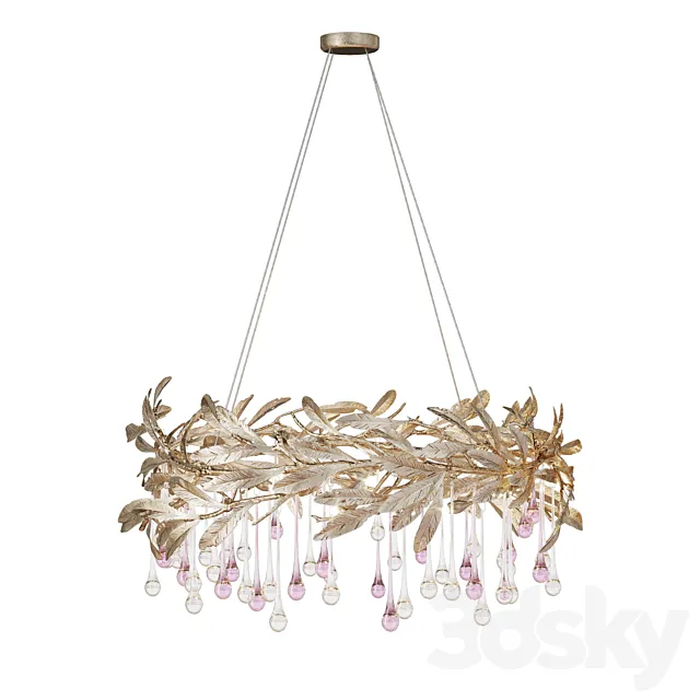 Chandelier in the form of drops and leaves OLIVIA 3D Model