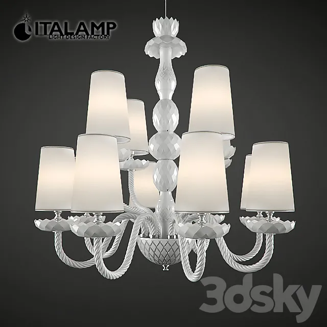 Chandelier Italamp 2848 + 4 White NK White shades 3D Model