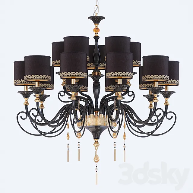 Chandelier Jago NCS 456 NERO ORO 3D Model