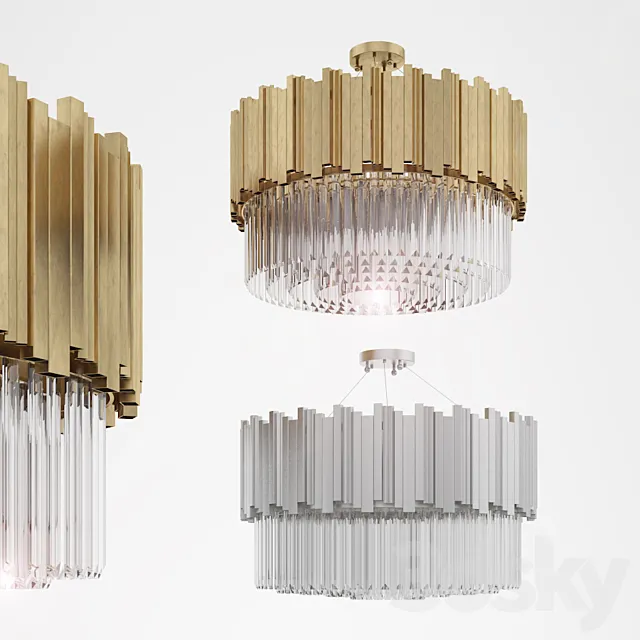 Chandelier kristallen kroonluchter silver gold 3DModel