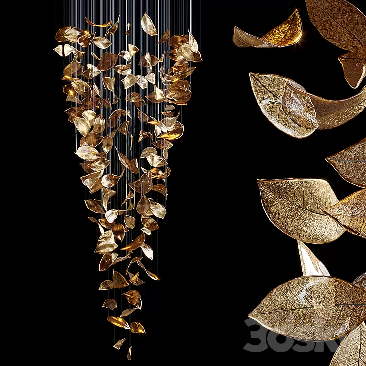 Chandelier Light Vargov - Frozen Leaves 3D Model Free