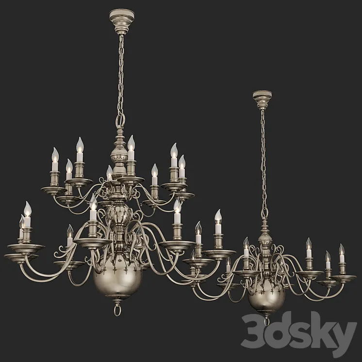 Chandelier Lillianne Sixteen-Light Chandelier 3D Model Free