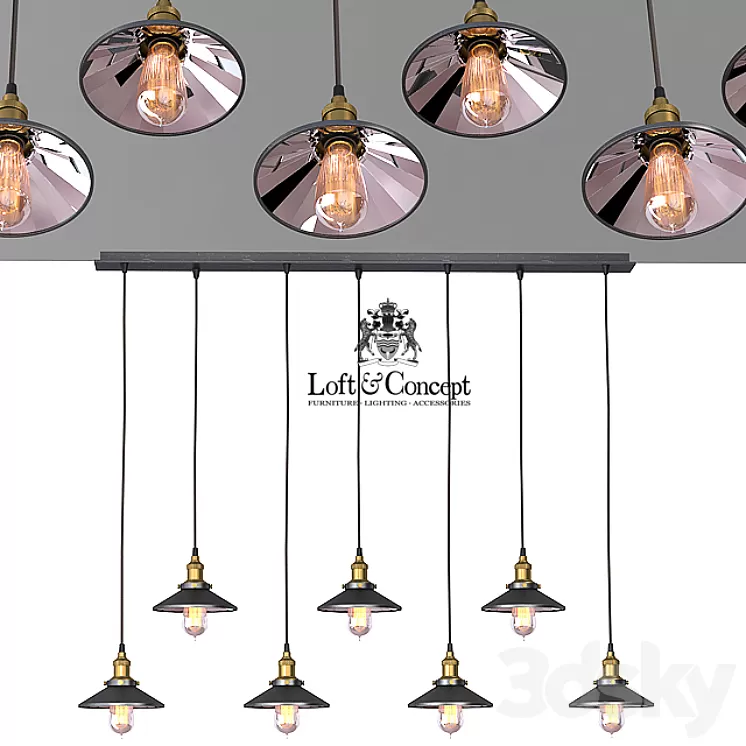Chandelier Loft Cone Pendant Reflector 7 Line 3D Model