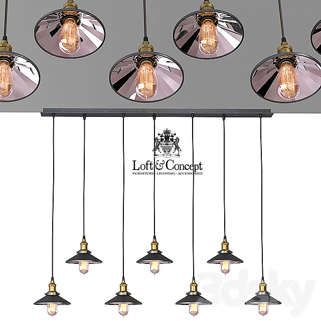 Chandelier Loft Cone Pendant Reflector 7 Line 3DModel