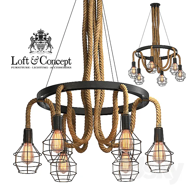 Chandelier Loft Rope Chandelier cage VI 3DModel