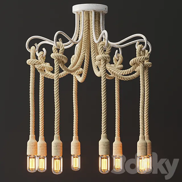 Chandelier Loft Rope Light White 8 3DModel