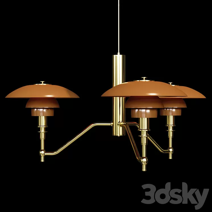 Chandelier Louis Poulsen PH3 / 2 Academy Ceiling Lamp Gold Amber Glass 3D Model
