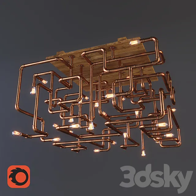 Chandelier made of copper pipes 3DModel