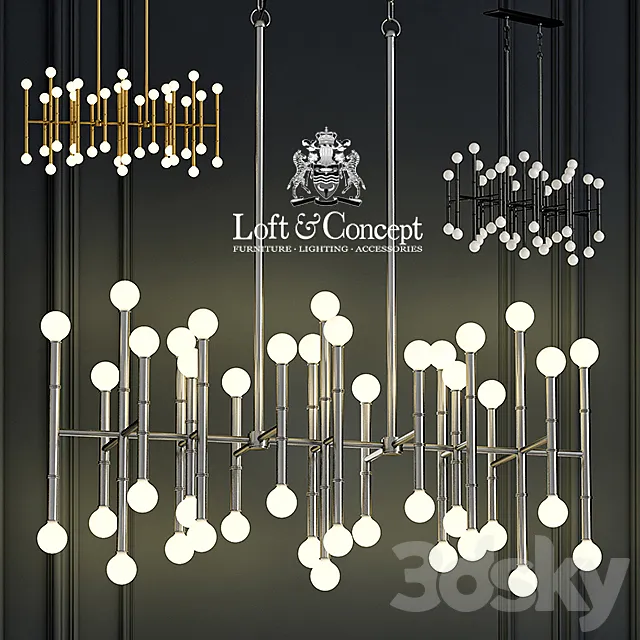 Chandelier Meurice Rectangular Chandelier Jonathan Adler 3D Model