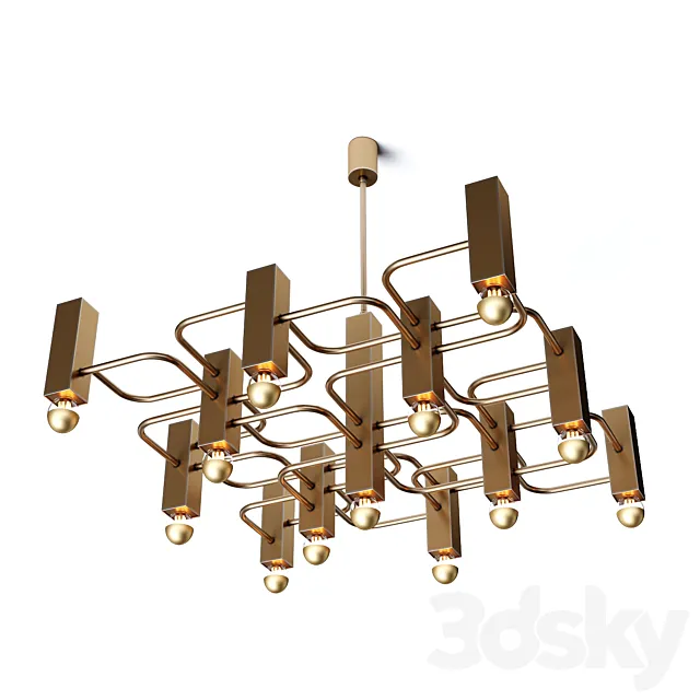 Chandelier Mid century Gaetano Sciolari chandelier with 13 lightpoints 3D Model
